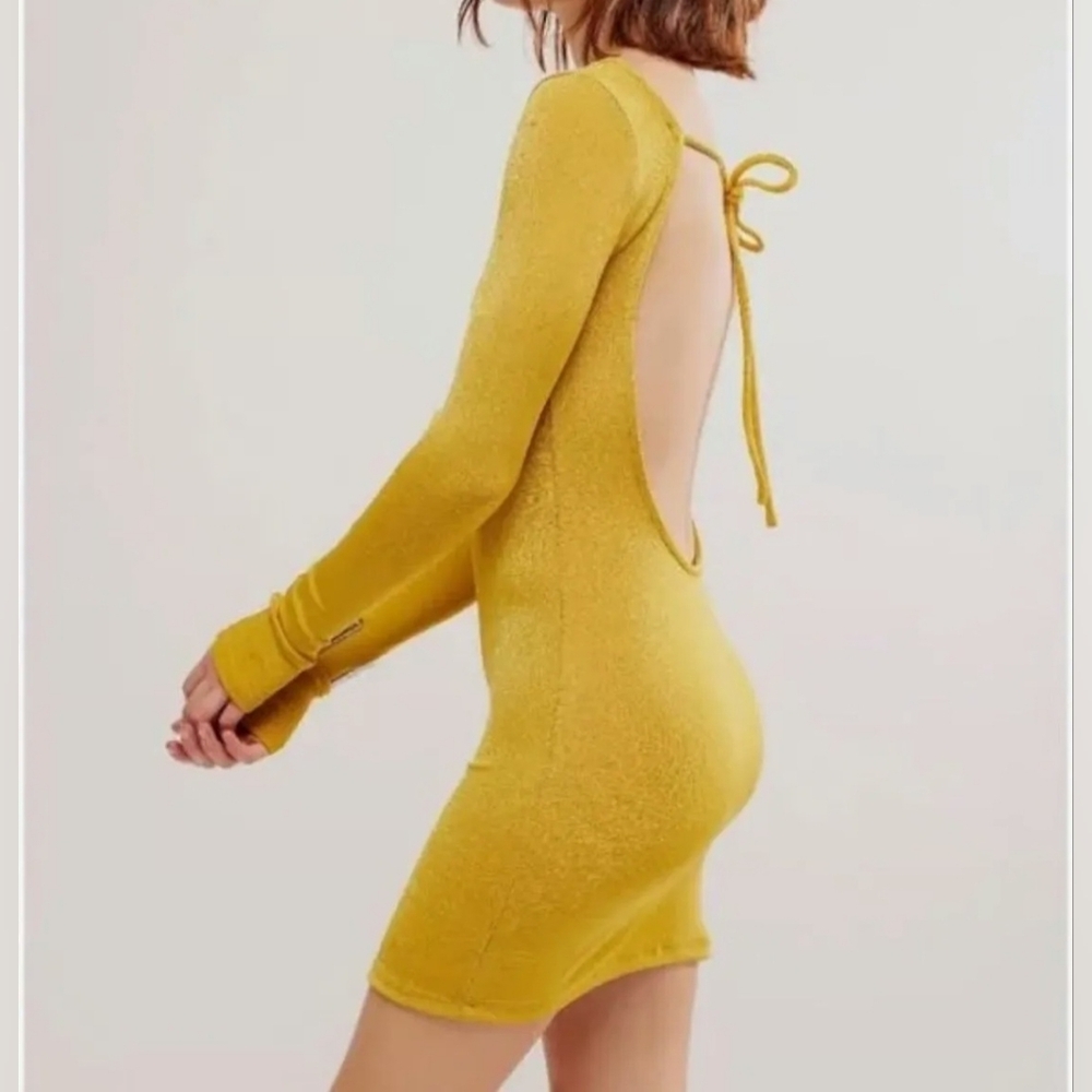 FREE PEOPLE💛 Call Me Later Long Sleeve Mini Dress SIZE L